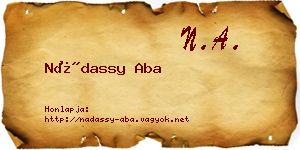 Nádassy Aba névjegykártya